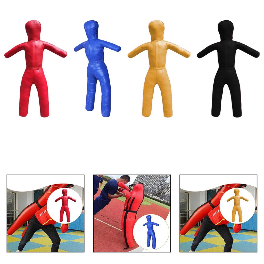 Kids Wrestling Dummy 43.3" Height Unfilled Exercise Easy Carrying Kickboxing Training Equipment Multiuse Sturdy PU Leather