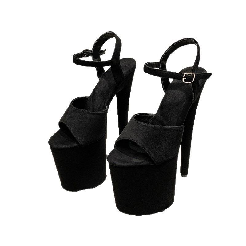 Semišové sandály model velkých velikostí vysoké podpatky molo voděodolná platforma platforma černé boty ženy