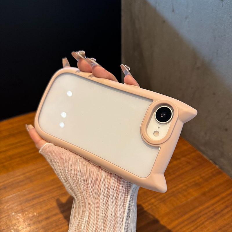 Розкішний милий прозорий чохол для телефону з вушками кота для iPhone 11 12 13 14 15 16 Pro Max Plus Прозорий ударостійкий акриловий бампер Задня кришка