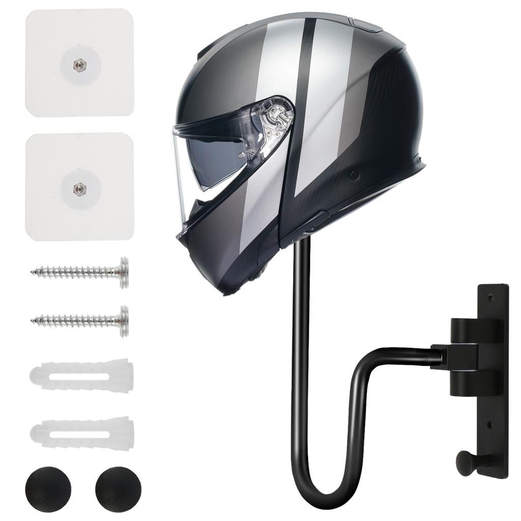 180°Motorcycle Helmet Rack, Rotation Metal Helmet Holder with 2 Hooks Helmet Hanger for Motorcycle Bike Coats, Caps, Baseballs