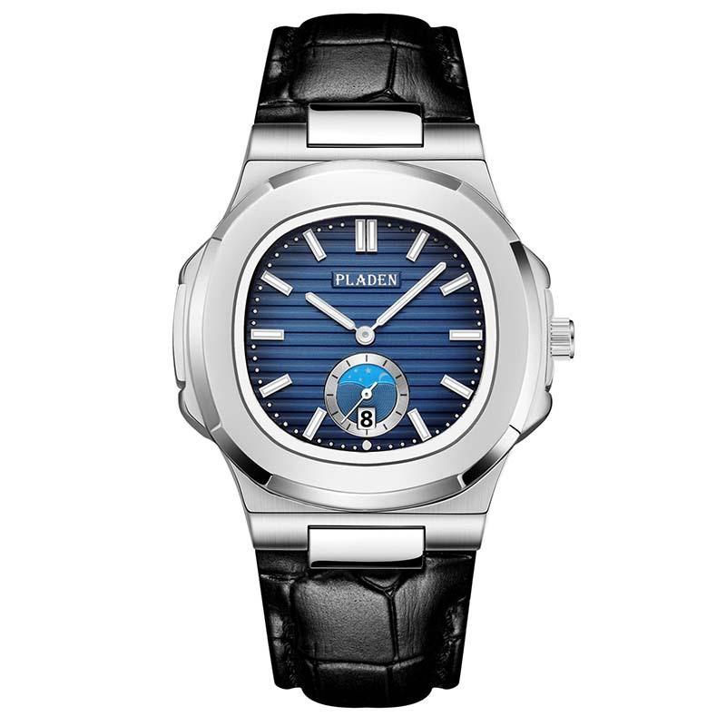 PLADEN Mens Quartz Watch Stainless Steel Waterproof Luminous Casual Sports Wristwatch
