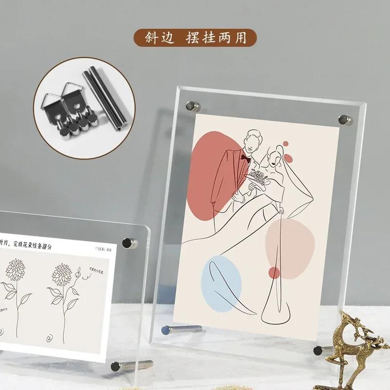 

INS Прозрачная акриловая рамка для фотографий, подставка для постеров, держатель для свадебных фотографий, настольный настенный декор, портрет 6inch