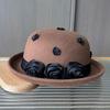 Fashion Dome Crimped Felt Top Hat Elegant Rose Decoration Fashion Hat Women's Autumn and Winter Woolen Woolen Pot Hat