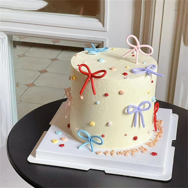 5Pieces Colorful Bowknot Cake Decorations Elegant Bowknot Cake Toppers Accessory For Weddings Birthdays And Parties