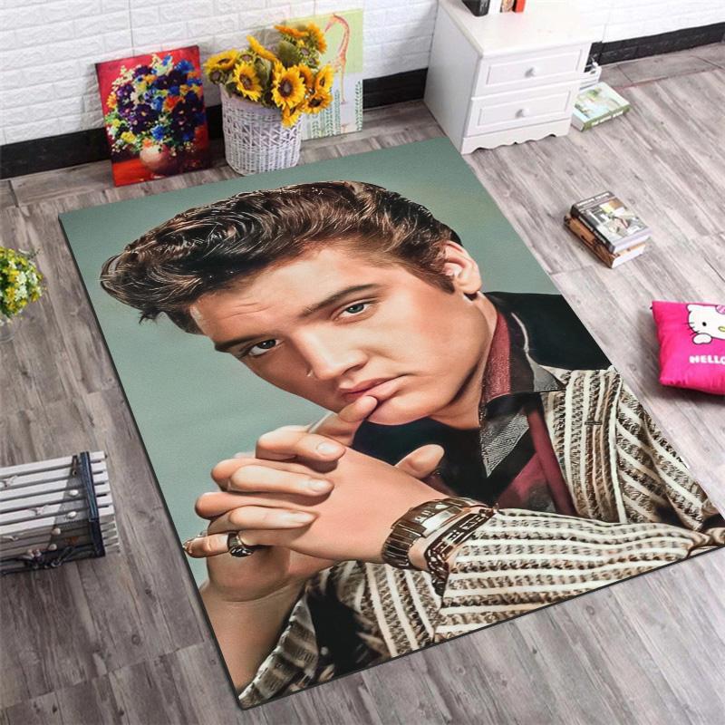Elvis Presley Vintage Portrait Print Area Rug Non‑Slip Rectangular Floor Mat Music Fan Gaming Room Home Decor