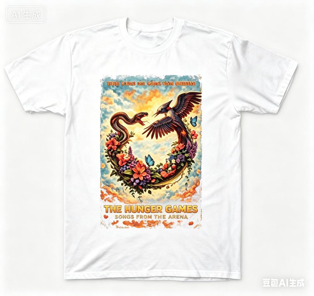 2026 Nuova Maglietta in Cotone Estiva Unisex Rilassante e Comoda per The Hunger Games Alba del Raccolto