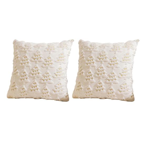 2 ks Povlaky na polštáře s vánočním stromkem, Měkké plyšové povlaky na vánoční polštáře, Pohovka, Postel, Pratelné, Dekorativní povlaky na polštáře