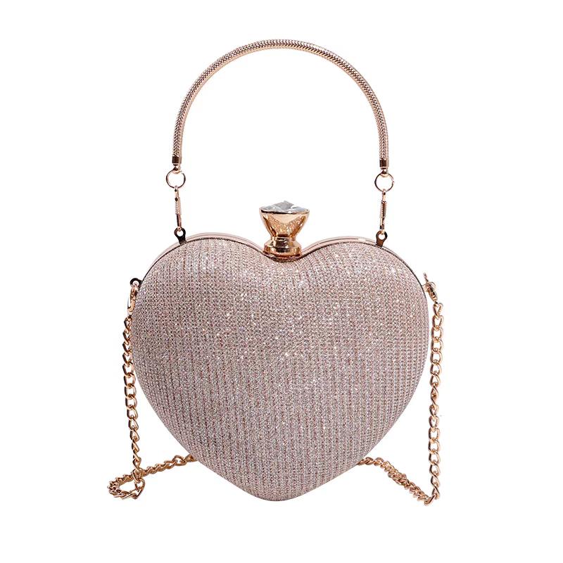 Gold Bright Silk Circular Evening Bag Women Banquet Clutch Rhinestone Decor Chain Shoulder Bags Luxury Female Party Handbags