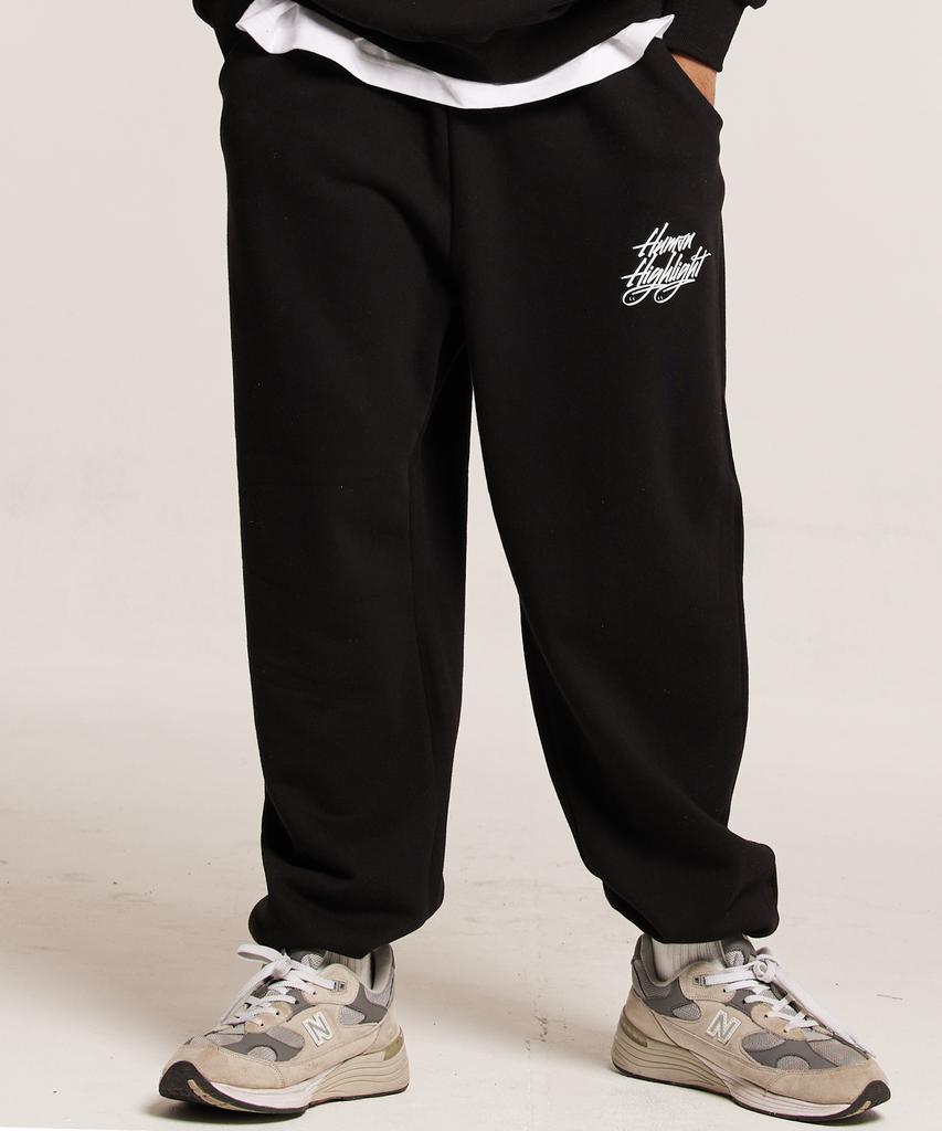CREAM SODA LAB Human Highlight Logo Jogger Pants Black White