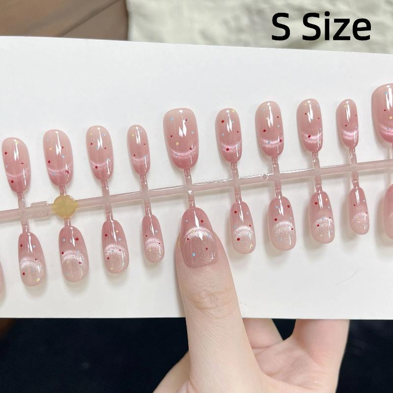 Glue-Free Short False Nails 10/30Pcs Square Oval Design Reusable Fake Nail Tips for Girls DIY Nail Art Decoration
