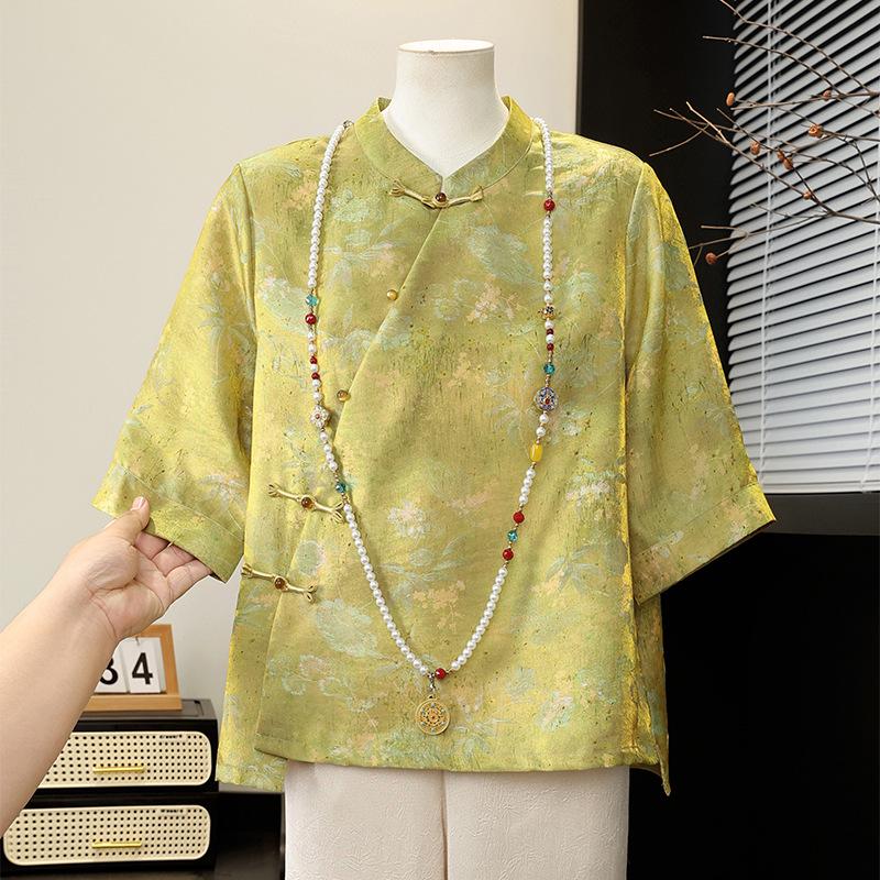 Elegant New Chinese Style Mom s Summer Mid-Sleeve T-Shirt 2026 3XL (115-130 jin)