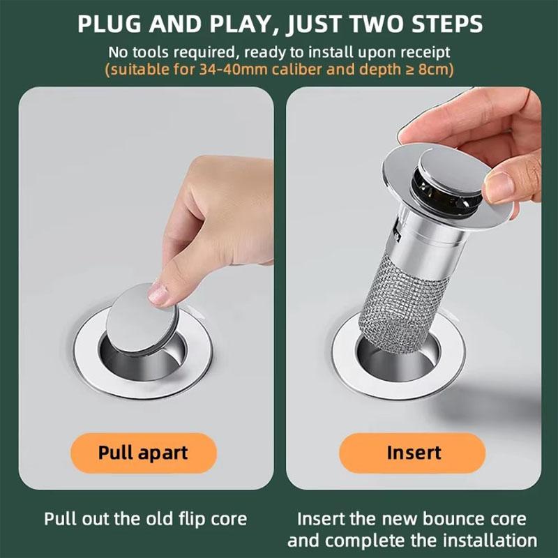 Washbasin Drains Filter Sink Strainer Washbasin Plug Anti Odor Pop-Up Bounce Core Basin Stopper Hair Catcher