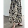 Ink Print V-neck Halter Dress Summer Lazy Style Long Floral Dresses