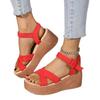 Sandals women's foreign trade large size 2025 summer new muffin wedge heel platform sandals suede women's high-heeled sandals