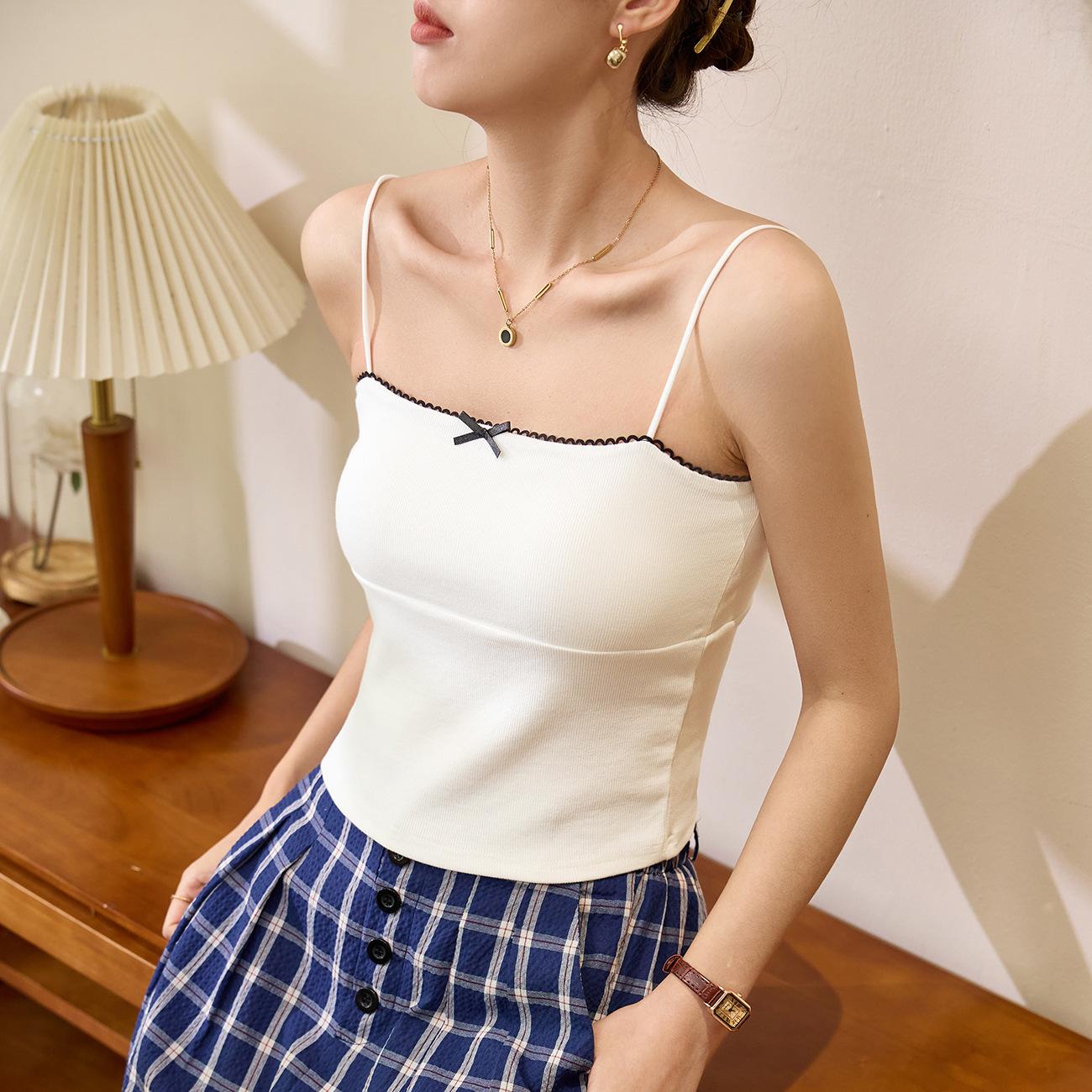 

Кружевной жилет на подтяжках для женщин, летний короткий топ с бантом для горячих девушек 2XL