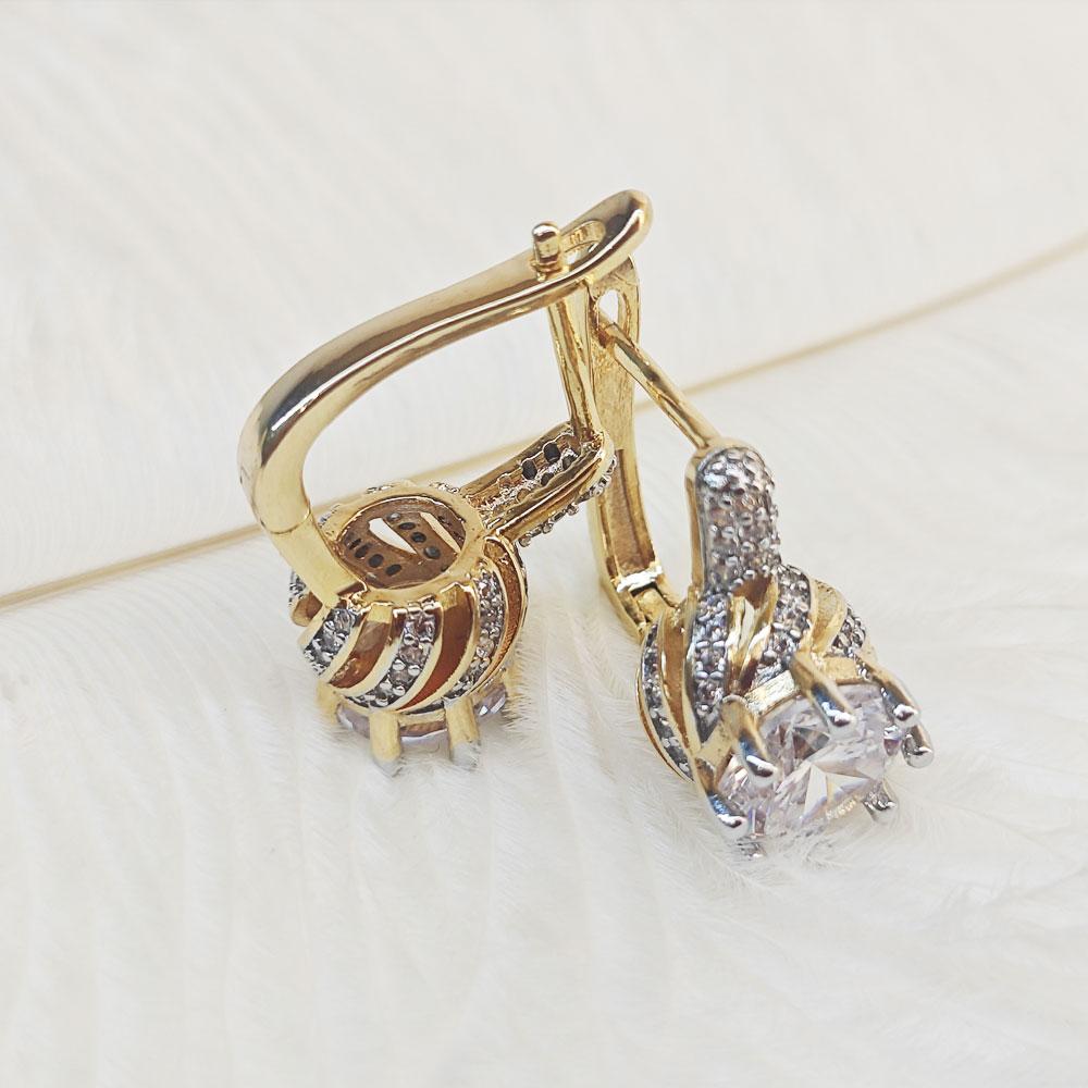 Kleine weiße Zirkon Stein Clip Ohrringe für Frauen Charme Gold Farbe Luxus Hochzeit Schmuck