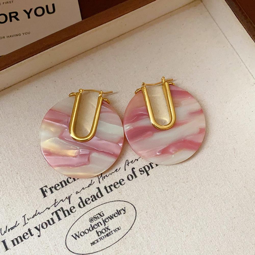 Acetic Acid Leopard Print Earrings Vintage C-shaped Earring Acetate Hoop Earrings  Girls