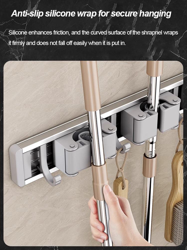 Mopp- und Besen-Organizer Mopphalter-Gestell Mopphalter Wandmontiert Stark Besen-Mopphalter-Regal mit Haken Organizer Hängen Besen auf