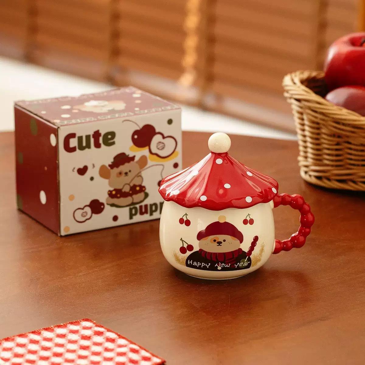 

Милая и Милая Кружка-Гриб с Крышкой Креативная Чашка Сувенир Пара Чашка для Воды Высокоценная Керамическая Кофейная Чашка 301-400ml