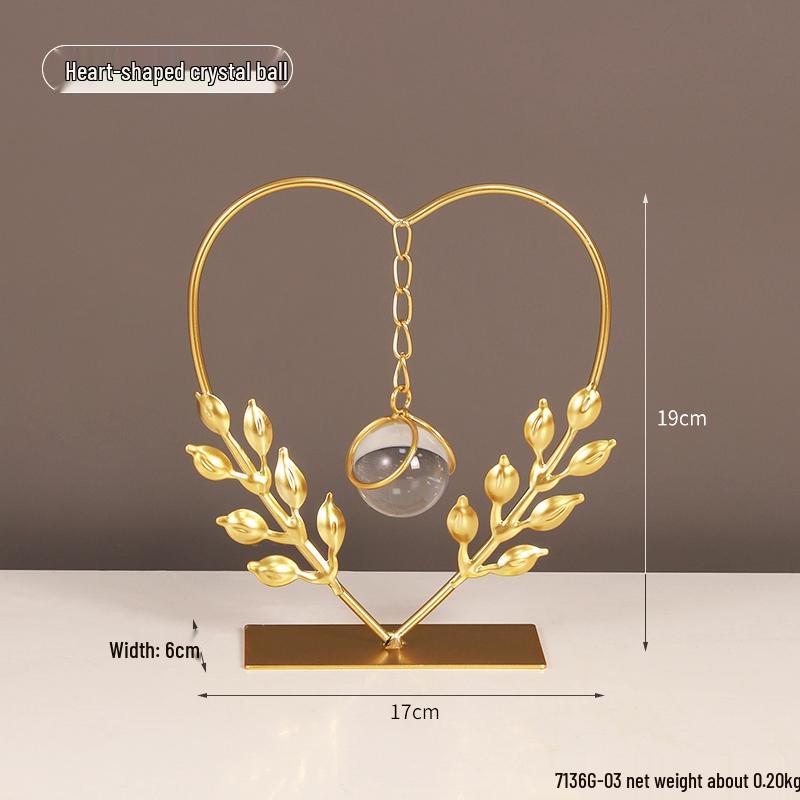 Nordic Leaf Crystal Ball Ornament: Elegant Light Luxury Decoration for Home Entrance, Living Room, Wine Cabinet, or Office Display.