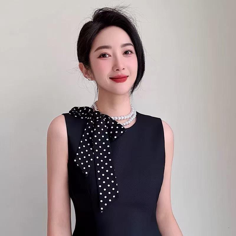 Женское французское ретро жемчужное колье-чокер в стиле Дильрабы 2024 чёрный