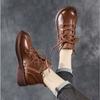Short Boots For Women Spring And Autumn New Thick Soled Ankle Boot Womens Retro Small Leather Shoes Middle-Aged Mothers Shoes