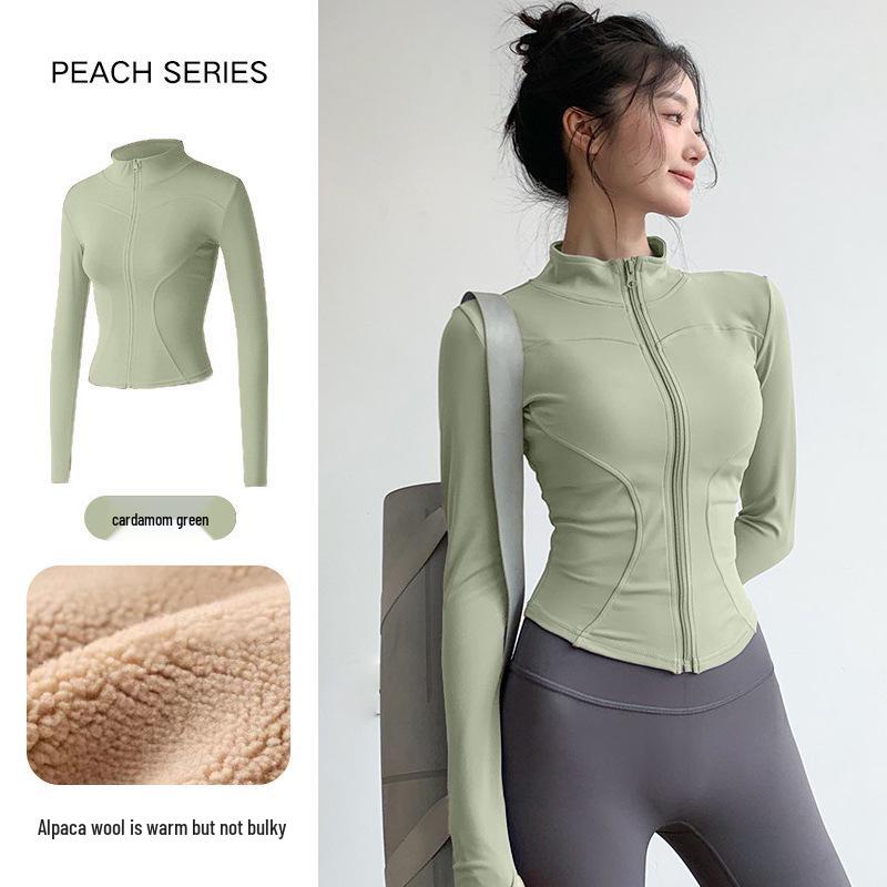 Women's Slim-Fit Fleece-Lined Running Jacket - Autumn/Winter 2025 Yoga & Fitness Long Sleeve.