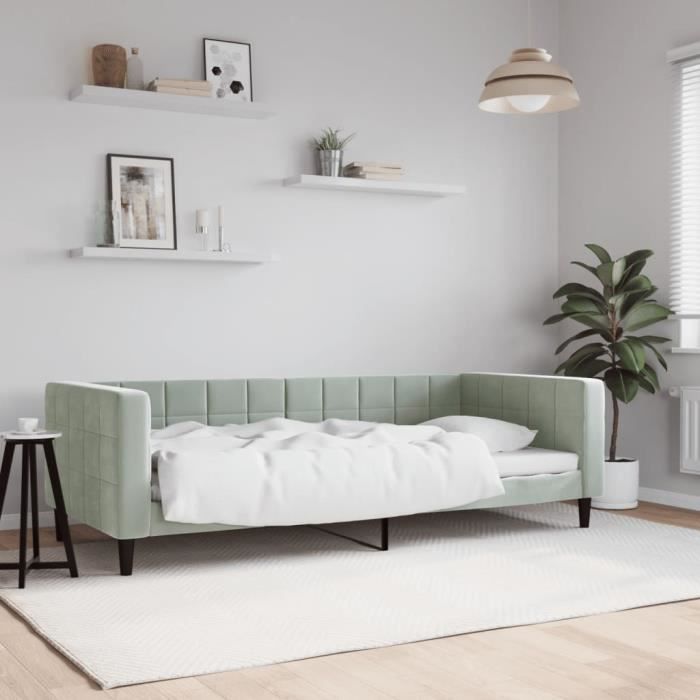 VidaXL Lit de repos gris clair 90x200 cm velours 354008