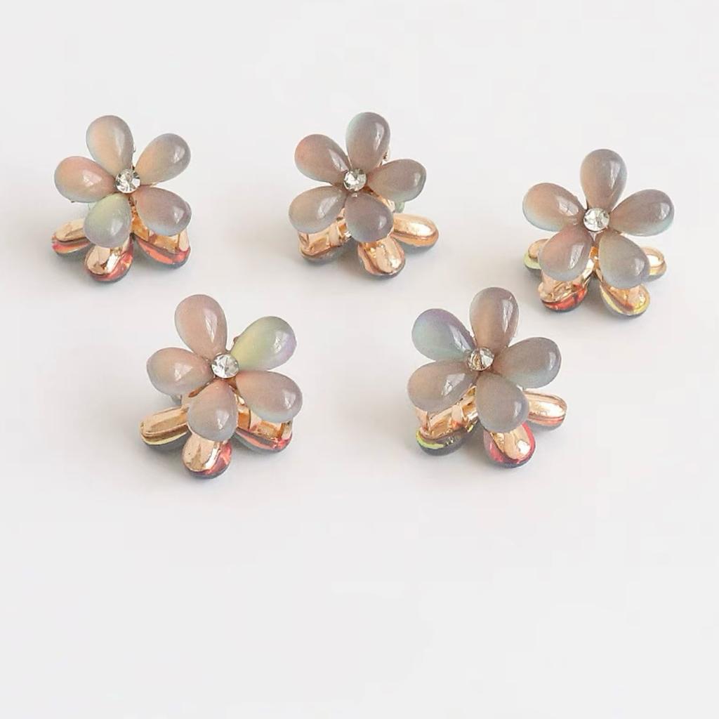 5pcs Fashion Women Girls Colorful Opal Hairpins Sweet Small Headdress Barrettes Accessories Cute Mini Flower Hairclip Claws