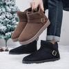 Hot Sale Fashion Brown Men's Winter Boots Unisex Warm Plush Snow Boots Man Flat Slip-on Ankle Boots Size 36-47 Botas Para Hombre
