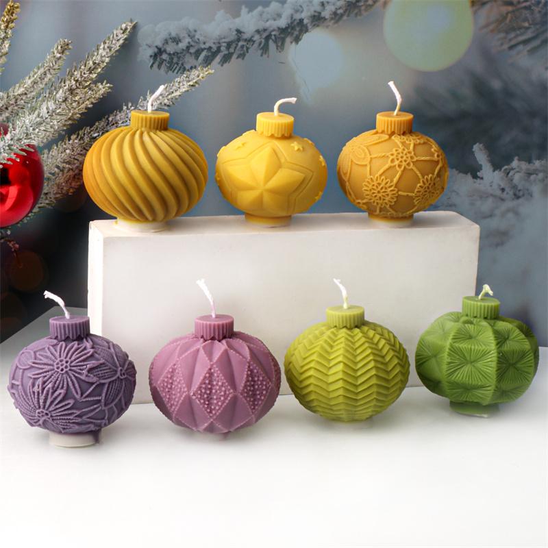 Geometrische Weihnachts-Kugel Kerze Silikonform Glockendesign Geeignet für Aromatherapie-Kerzen Gips-Bastelarbeiten Weihnachts-Heimdekoration