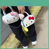 Hello Kitty Crossbody Bag Featuring Bowknot Embroidery And Contrast Stitching For Casual Outings