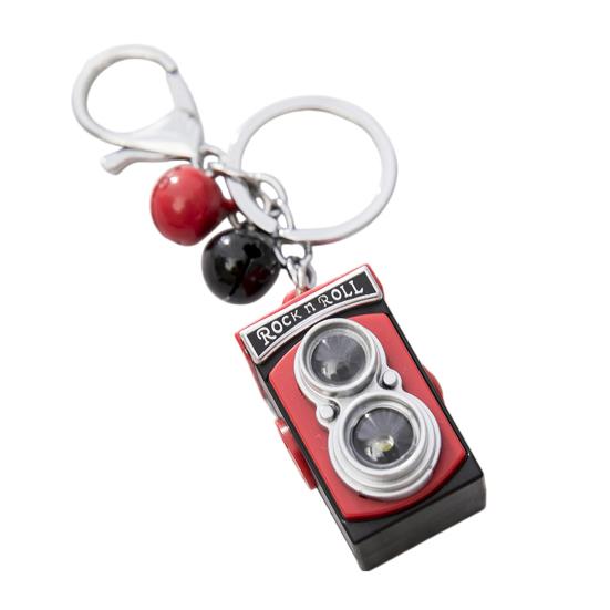 

Lightweight Portable LED Sound Light Camera Shape Design Retro Key Chain Bag Backpack Keyring Pendant