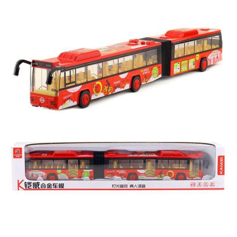 Double Alloy Jointed Bus Model Toy Sound Light Children Play Gifts Festival
