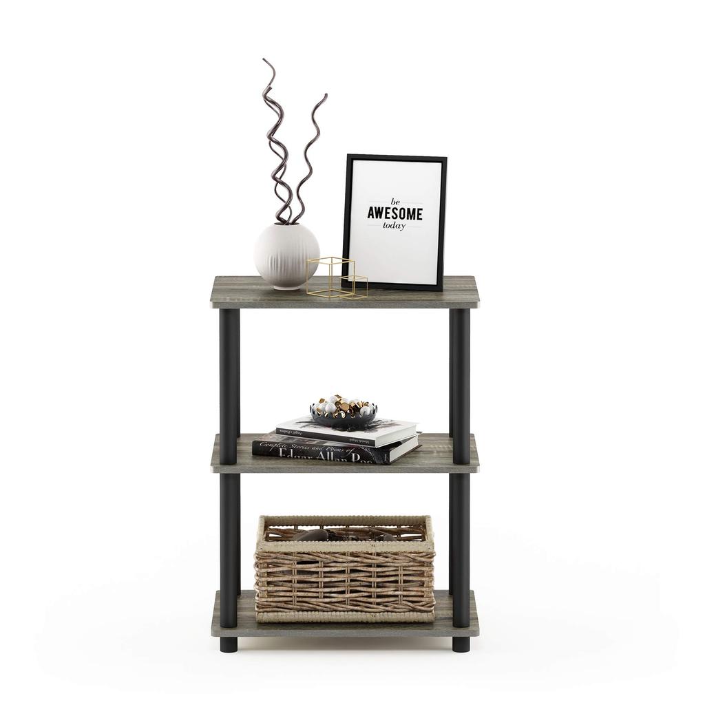 Furinno 3-Tier Narrow Open Shelf, French Oak Gray/Black, No Tools Required [Officially Imported from Japan] 18061GYW/BK
