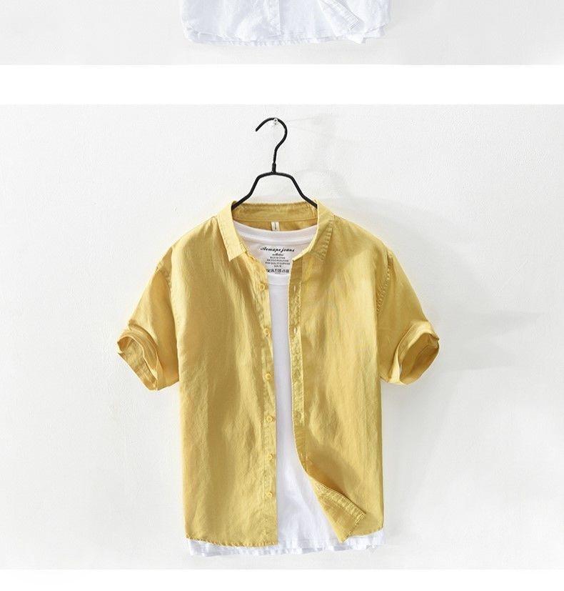 Men's Summer Short-Sleeve Ice Silk Linen Business Casual Shirt - White Trend