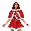 Fashion Gold Velvet Christmas Dress Santa Hat with Cloak Cosplay Christmas Outfit Santa Claus Fancy Party Dress Xmas Suit