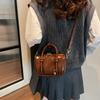 Premium Oil Wax Leather Retro Small Bag Women'S Winter Versatile Messenger Bag Portable Bowling Bag