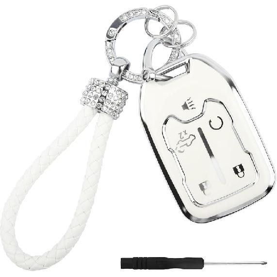 Bling Car Key Fob Cover Compatible With 5 Button,TPU Key Fob Case With Keychain,Car Accessories Key Fob Protector(For Chevroiet 5)