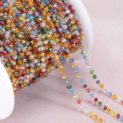 2Meters 1Meter Stainless Steel 2.5mm Crystal Beads Chain Natural Stone Beaded Chains for Necklace Bracelet Jewelry Making DIY