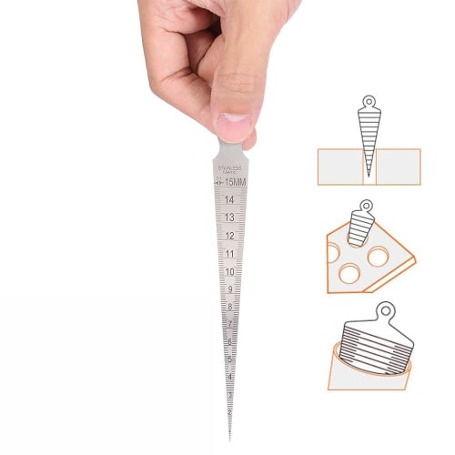 Wolfride Taper Gauge, 2-Type Unit Hole Diameter Measurement, Metric and Inch Dimensions, Gap Gauge, Hole Diameter Measurement, Length Measurement, Sta