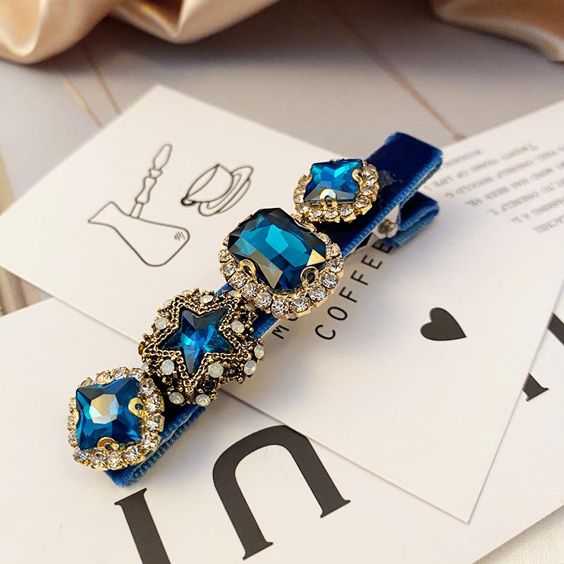 Colored Baroque Crystal Barrette Hairclips For Women New Korea Top-grade Shiny Rhinestone Pearl Spring Clips Hairpins