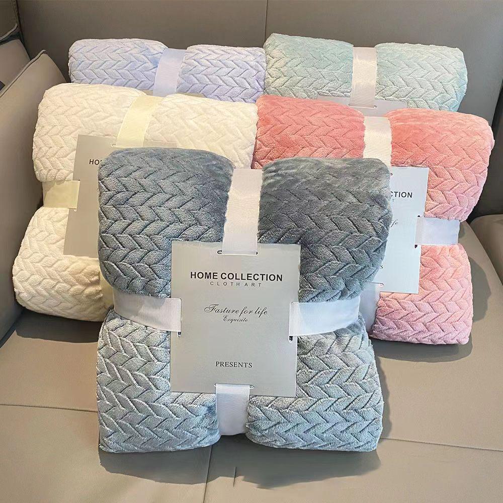 Solid Color Wheat Ear & Coral Fleece Blanket - Children's Gift Blanket