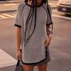 1011 European and American short-sleeved hollow-knit summer women's casual top double-sided beach blouse