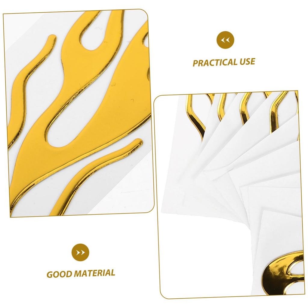 Healifty 1 Set Motorcycle Sticker Motorcycle Decal 3d Decal 3d Sticker Chimney Bracket Chimney Accessories Flame Sticker Yellow PVC 10pcs