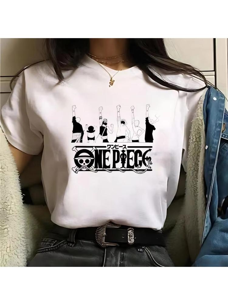 

Anime ONE PIECE Luffy Unisexs and Womens Summer Tshirt Harajuku Retro Shortsleeved Loose Oversized Casual Comfortable Y2k Top S