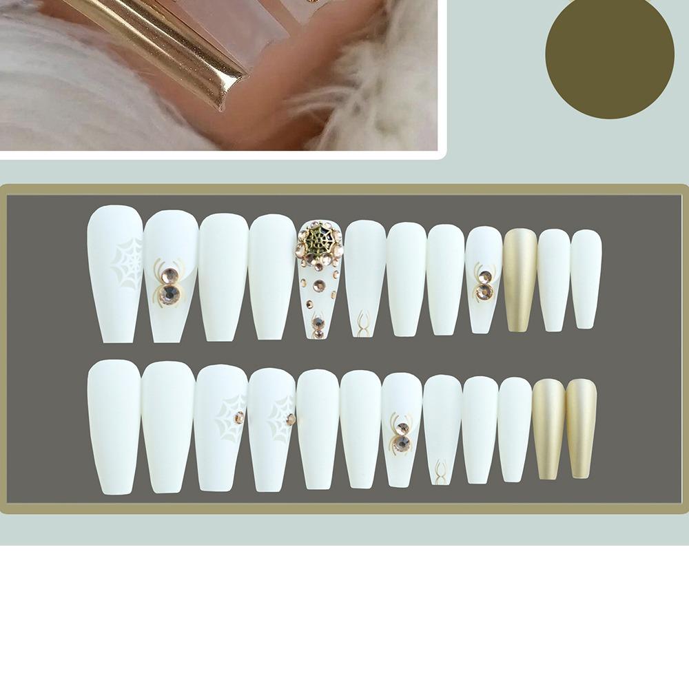 

Long Length Halloween Fake Nails Detachable Nail Tips Reusable Ballerina False Nail Women