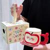 Cute Apple Ceramic Mug with Lid Spoon Men and Women High Looking Couples Office and Household Drinking Water Birthday Gift