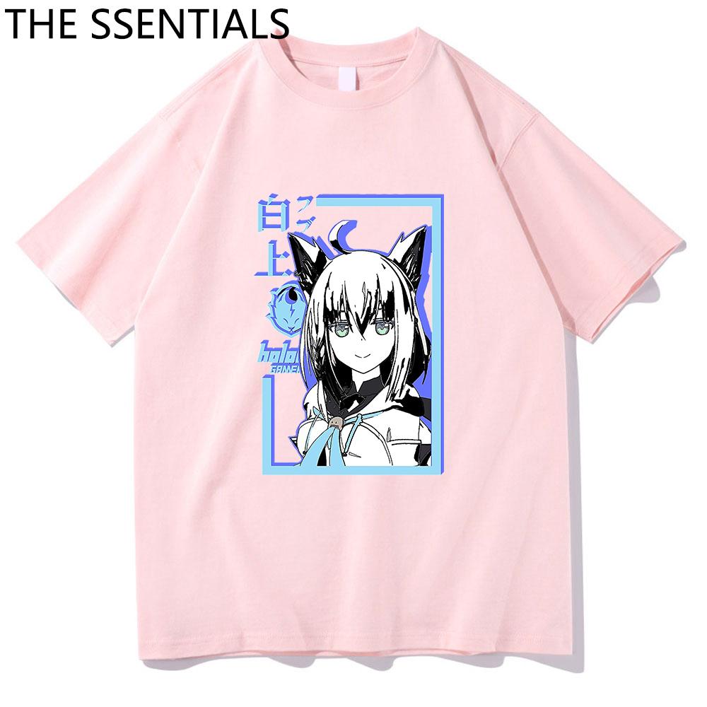 Hololive VTuber T-skjorte Unisex Harajuku tegneserie-grafikk-t-skjorter Unisex-tilfeldig bomullst-skjorte Herre Anime Kawaii Shirakami Fubuki T-skjorte