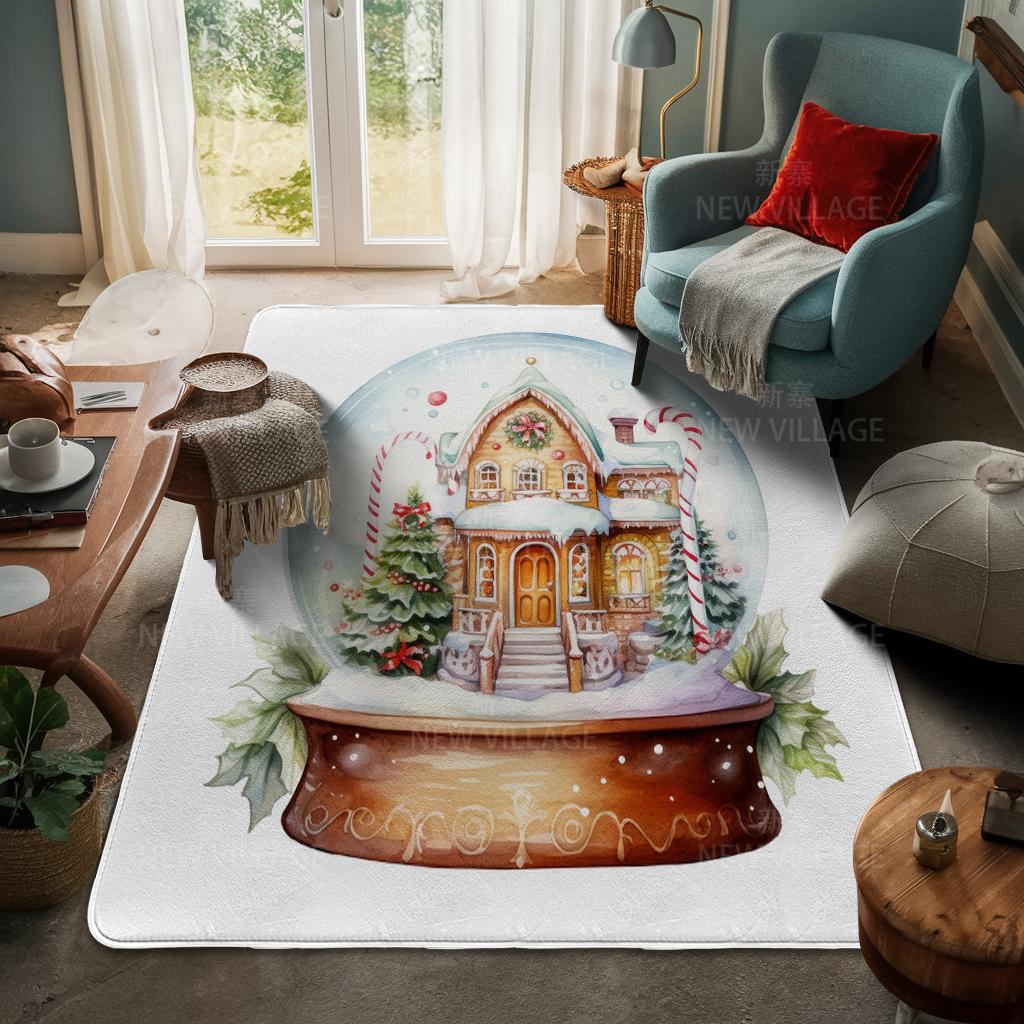 House Entrance Carpet Home Door Mat Living Room Bath Foot Bathroom Non-slip Water Absorption Rugs Bath Merry Christmas Winter